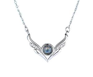 Collier de projection personnalisé photo personnalisé femmes 100 langues je t'aime collier aile collier(Slive - Photo - Pleine Couleur)