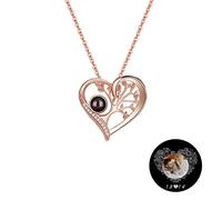 Collier de Projection Photo, Collier Photo Je t'aime en 100 Langues | Collier de Projection Personnalisé avec Photo à l'Intérieur, Collier Photo Cachée, Colliers Photos de Souvenir pour Femme