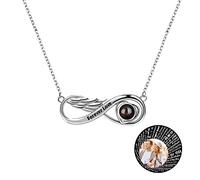 Collier de Projection Photo, Collier Photo Je t'aime en 100 Langues | Collier de Projection Personnalisé avec Photo à l'Intérieur, Collier Photo Cachée, Colliers Photos de Souvenir pour Femme