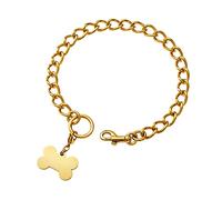Collier de promenade pour chien avec clip en acier inoxydable plaqué or 18 carats pour chiens de petite, moyenne et grande taille