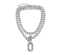 Collier de promesse pour femme - Chaîne en aluminium multi-couches - Motif géométrique - Boucle en métal, a, taille unique