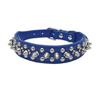 Collier de protection à pointes pour chien en cuir synthétique avec rivets en forme de champignons pour chiot, chiens mâles, chats, chèvre, bleu, M