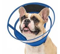 Collier de récupération pour Chien après Chirurgie, Collier Post-opératoire Ajustable, cône Protecteur Transparent, Collier Anti léchage, Collier médical Pliable, Bleu Marine S