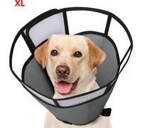 Collier de récupération pour chien XL, gris, respirant et léger, tailles ajustables, collier de protection confortable.