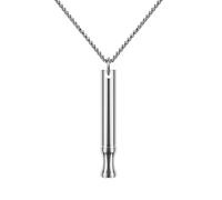Collier de Respiration Anti Tabac pour Arrêter de Fumer, Inhalateur Anti-Stress en Acier Inoxydable, Sifflet de Respiration Consciente pour Sevrage Tabagique, Bijou de Relaxation, Argenté