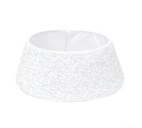 Collier de sapin de Noël, 1 élégant contour à paillettes facile à installer, cache la base et les fils, finition festive scintillante, collier d'arbre pour décoration de vacances moderne (blanc)