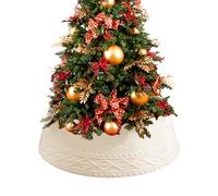 Collier de sapin de Noël, anneau rustique tricoté comme décoration d'enveloppement, col de bords en forme de losange crème pour arbre minceur | Pour la ferme, la maison en hiver et les jours de fête