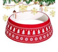 Collier de sapin de Noël artificiel, housse tricotée réglable pour base de sapin de Noël - Accessoires de vacances rustiques pour dortoir, location, restaurant, jardin extérieur, hôtel