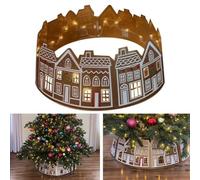 Collier de sapin de Noël avec motifs de flocons de neige gravés et motif maison de village, fabriqué en PVC avec panneaux amovibles pour plus de commodité (71,1 cm)