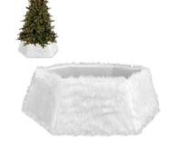 Collier de sapin de Noël en peluche blanche - 60 x 80 x 25 cm de forme hexagonale pour arbres artificiels, couverture de base pour l'hiver, la maison, les fêtes, les vacances, décoration intérieure