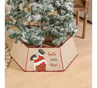 Collier De Sapin De Noël Hexagonal À Motif Festif De Père Noël - Tissu En Polyester Durable, Assemblage Facile, Diamètre Supérieur De 62 Cm