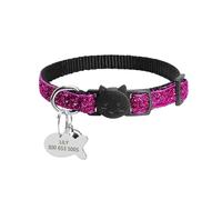 Collier de sécurité personnalisé pour Chat, Collier personnalisé avec Cloche, nom de Marque, Collier en Nylon imprimé pour Chat(18-27cm Rose)