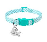 Collier de sécurité personnalisé pour Chat, Collier personnalisé avec Cloche, nom de Marque, Collier en Nylon imprimé pour Chat(16-29cm Green)