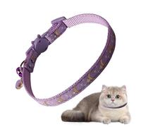 Collier de sécurité pour chat avec motif lune et étoile - Collier de sécurité pour animal de compagnie, réglable, clochette, collier de sécurité pour chien