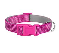 Collier de sécurité réfléchissant pour chien réglable pour chiot carlin, bouledogue labrador multi-cerceaux en nylon respirant, rose rouge, M