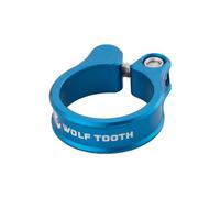 Wolf Tooth Cnc Bolt Saddle Clamp Argenté 38.6 mm Blue