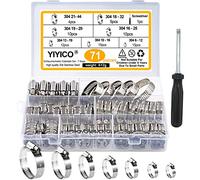 Collier de Serrage 304 Inox Collier de Serrage pour Piscine Colliers de Serrage pour Tuyau 71pcs 7 Tailles 6-44 mm Tuyau Clips Réglable pour Famille Tuyau D'eau Home Gaz, Robinet