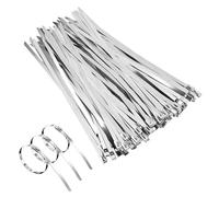 Collier de Serrage en Acier Inoxydable, 100 pieces Attaches de Câble Robustes Argent Collier de Serrage Métallique 200mm* 4.6mm Résistance à la traction de 120KG, Pour Enroulement D'échappement