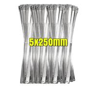 Collier de serrage en acier inoxydable Attaches de câble en acier inoxydable, sangle enroulée métal autobloquante, attaches polyvalentes, organisateur matériel(5x250mm,100PCS)