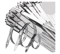 Collier de serrage en acier inoxydable Attaches de câble en acier inoxydable, sangle enroulée métal autobloquante, attaches polyvalentes, organisateur matériel(5x300mm,20PCS)