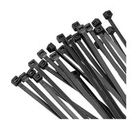 Collier de serrage en nylon autobloquant en plastique noir, anneau de fixation for collier de serrage, sangles à fermeture éclair, ensemble de colliers de serrage en nylon(4x300mm)