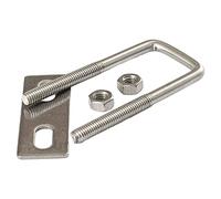 Collier de serrage en U à angle droit en acier inoxydable 304, kit de boulons en U M8 for tube carré, support de tuyau finition blanchie à la chaux for meubles et rampes(M8x100x140mm)