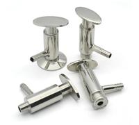 Collier de serrage for tuyau, filetage BSP 1/4" "1/2", 25,4 mm, 50,5 mm, 10 mm, acier inoxydable SS304, vanne d'échantillonnage, poignée manuelle(1l2 inch)