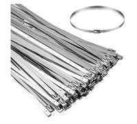Collier de Serrage Inox Attaches de câble en acier inoxydable, polyvalentes, robustes, autobloquantes, fermeture éclair métal, sangle d'anneau fixation 4.6mm large(4.6x200mm,80PCS)