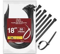 Collier de Serrage Plastique 450mm x 9mm Serre Câble Rislan Serflex Noir Large d'attaches de câble Nylon Resistant UV Cable Ties, Lot de 50 Pièces
