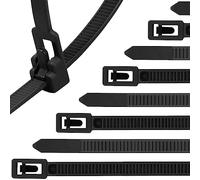 Collier de Serrage Plastique Réutilisables 150mm x 4,8 mm, Colliers Rilsan Noir 100 Pièces, Petits Serre-Câble Nylon, Attache Cables Plastiques
