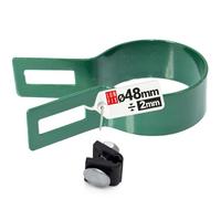 Collier de serrage poteau 48 mm, épaisseur 2mm, couleur vert, collier de serrage métallique pour clôture rigide, accessoire fixation poteau, grillage rigide, panneau, entretoise