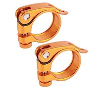 Collier de serrage pour tige de selle de vélo 35 mm |Dégagement rapide en aluminium pour vélos de montagne/route |Paquet de 2 colliers de serrage légers et résistants (Or)