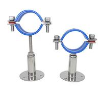Collier de serrage réglable en hauteur en acier inoxydable - Montage mural/au plafond pour tubes de 51 mm à 57 mm, support de tuyau inoxydable à charge lourde avec matériel de fixation, lot de 2