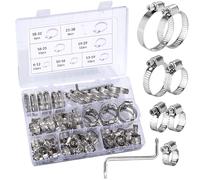 Collier de Serrage Réglables,Colliers de serrage en acier inoxydable,Tuyau Clips, 73 Pièces 7 Tailles 6-38mm Tuyau Clips Réglable,pour tuyau d'eau, plomberie, automobile et mécanique