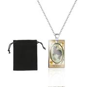 Collier de signe du zodiaque Pendentif Constellation Carte Chat de Tarot Double Face Acier inoxydable Bijoux de signe du zodiaque Cadeaux Collier pour les amateurs de tarot et d'horoscope-The World