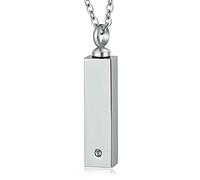 Collier de Souvenir Urnes pour Cendres humaines, Supports de Cendres pour Cendres Humains Colliers Rectangle en Acier Inoxydable avec de la zircone