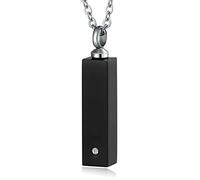 Collier de Souvenir Urnes pour Cendres humaines, Supports de Cendres pour Cendres Humains Colliers Rectangle en Acier Inoxydable avec de la zircone