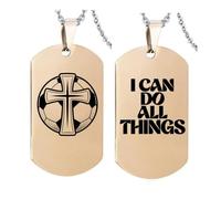 Collier de sport en acier inoxydable avec croix chrétienne, basket-ball, baseball, football, verset de la Bible gravé, cadeau inspirant pour homme « I Can Do All Things »