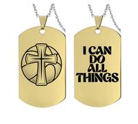 Collier de sport en acier inoxydable avec croix chrétienne, basket-ball, baseball, football, verset de la Bible gravé, cadeau inspirant pour homme « I Can Do All Things »