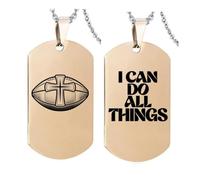 Collier de sport en acier inoxydable avec croix chrétienne, basket-ball, baseball, football, verset de la Bible gravé, cadeau inspirant pour homme « I Can Do All Things »
