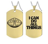 Collier de sport en acier inoxydable avec croix chrétienne, basket-ball, baseball, football, verset de la Bible gravé, cadeau inspirant pour homme « I Can Do All Things »