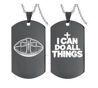 Collier de sport en acier inoxydable avec croix chrétienne, basket-ball, baseball, football, verset de la Bible gravé, cadeau inspirant pour homme « I Can Do All Things », Acier inoxydable, Acier