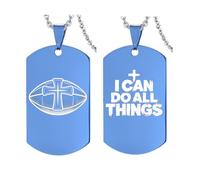 Collier de sport en acier inoxydable avec croix chrétienne, basket-ball, baseball, football, verset de la Bible gravé, cadeau inspirant pour homme « I Can Do All Things »