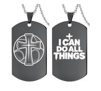 Collier de sport en acier inoxydable avec croix chrétienne, basket-ball, baseball, football, verset de la Bible gravé, cadeau inspirant pour homme « I Can Do All Things »