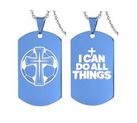 Collier de sport en acier inoxydable avec croix chrétienne, basket-ball, baseball, football, verset de la Bible gravé, cadeau inspirant pour homme « I Can Do All Things »