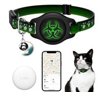 Collier de suivi étanche Airtag pour chat avec étiquette de recherche (iOS uniquement pas pour les appareils Android), compatible avec Apple Find My, Breakaway Tractive avec motif réfléchissant et