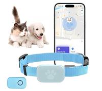 Collier de suivi GPS pour chat, collier de suivi GPS pour petits chats et chatons, traqueur de chien, sans frais mensuels, compatible avec Apple Find (compatible iOS/Android) (bleu ciel)