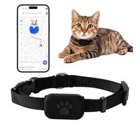 Collier de suivi GPS pour chat sans frais mensuels (iOS uniquement), collier de suivi GPS pour petits chats, enregistreur étanche pour animaux de compagnie, portable anti-perte pour fonction Apple