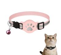 Collier de suivi GPS pour petit chat, compatible avec iOS/Android, pas de SIM nécessaire, collier réfléchissant avec boucle, détachable avec clochette pour chatons et chiots (rose C)