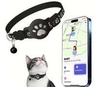 Collier de suivi GPS pour petits chats - Localisation en temps réel sans frais mensuels - Étanche - Anti-perte - Pas de SIM nécessaire - Pour chats d'intérieur et d'extérieur - Collier noir et